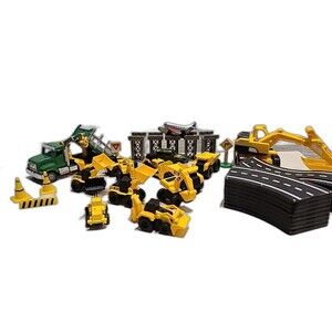 CAT Mini Machines Construction Trucks Toy Set - Lot of 12 With  12 Magna Tracks
